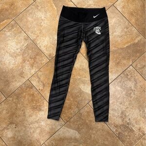 Nike Quinnipiac Black and Gray Striped Leggings
